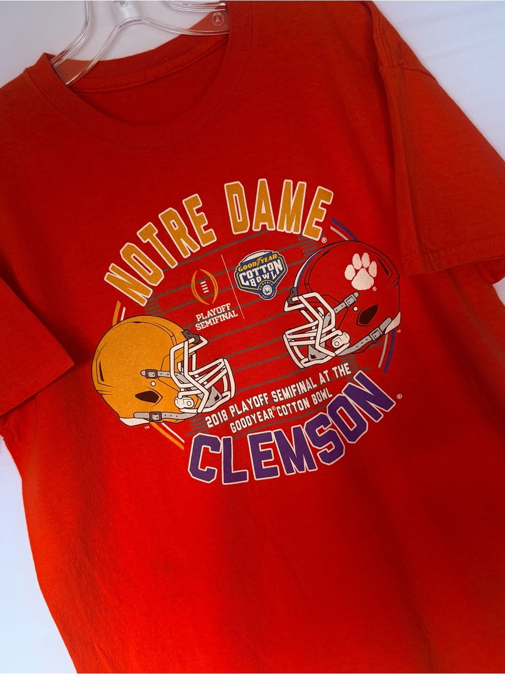 Notre Dame vs Clemson 2018 Cotton Bowl Orange Fan T-Shirt Men’s L